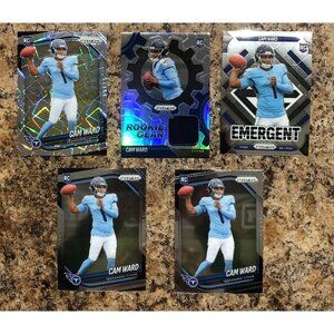 2025 Panini Prizm Cam Ward RC Lot of 5 Lazer SP Emergent Jersey + 2 Base